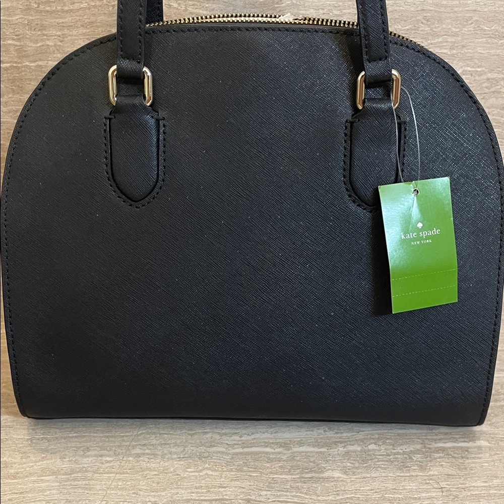 kate spade ♠️ NWT Black Saffiano Dome Satchel with Gold Accent “Laurel Way” - Picture 4 of 7